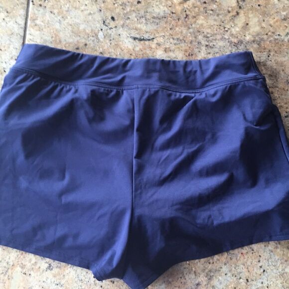Land’s End Plus Size stretch swimsuit bottom 3" shorts panty navy blue 16 - Picture 4 of 5